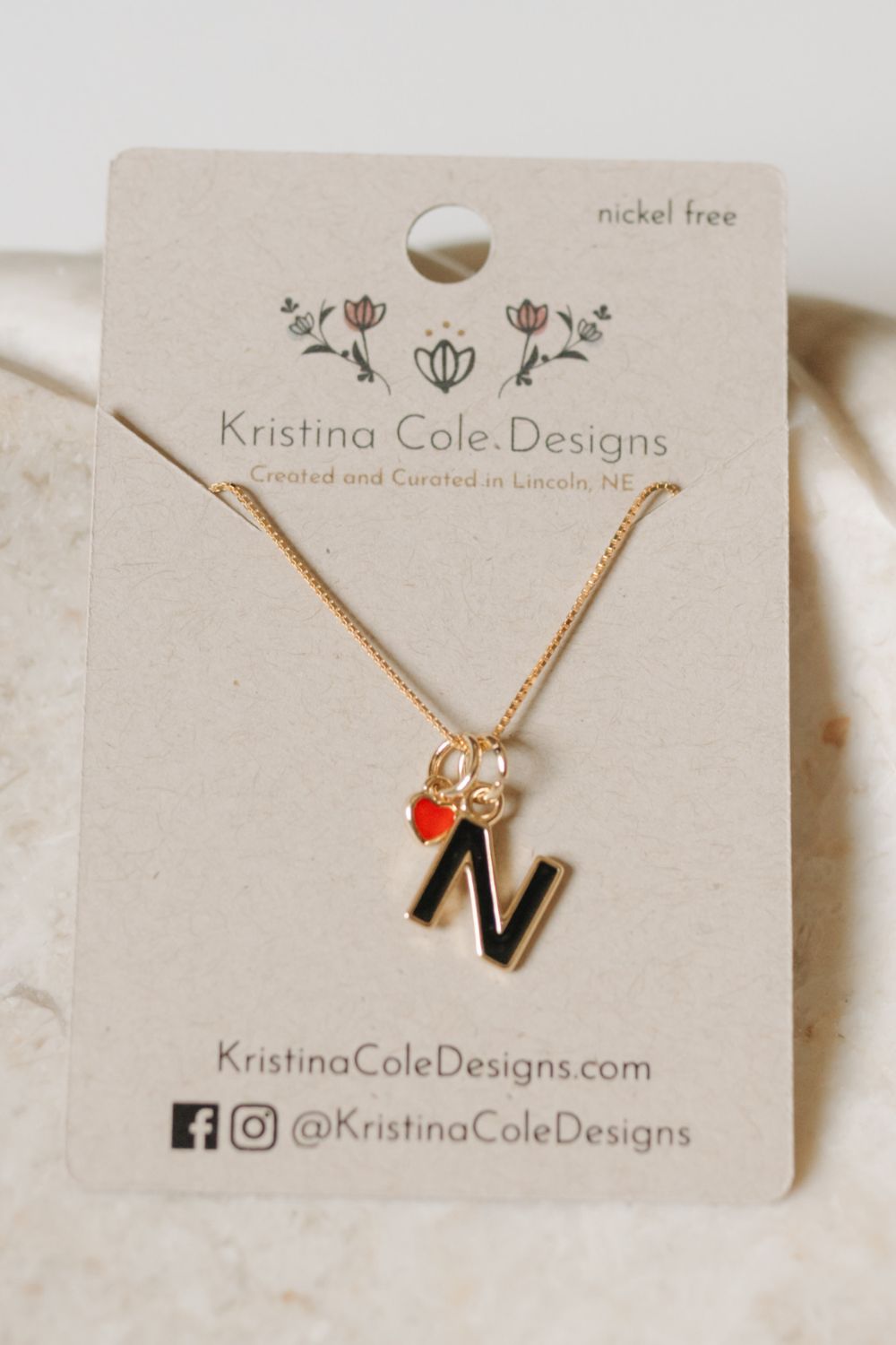 Nebraska Huskers Heart Charm Necklace - Gold