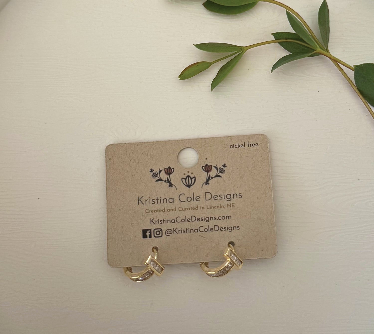 Gold Pavé Bar Huggie Hoops
