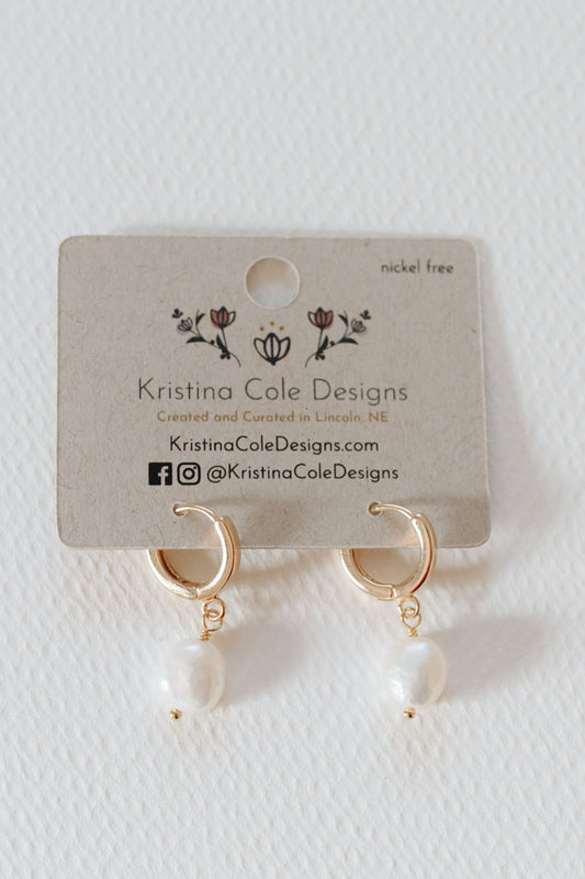 Baroque Pearl Gold Huggie Earrings