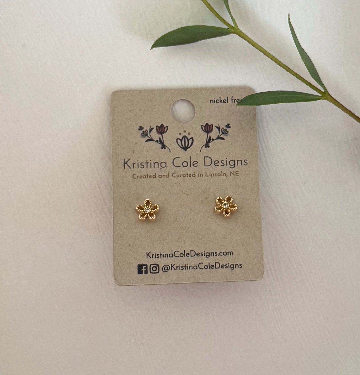 Gold Beaded Bloom Studs