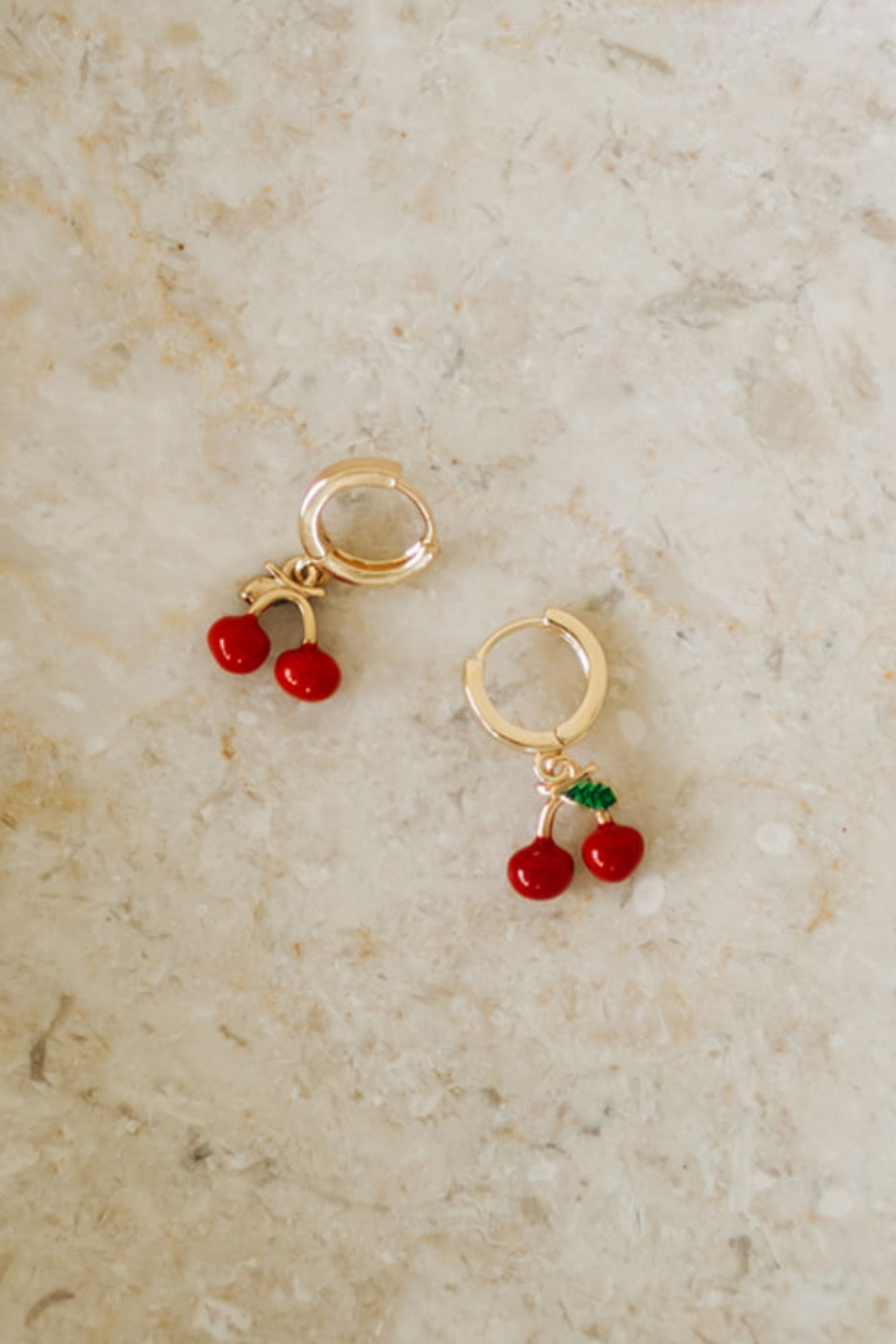 Cherry Enamel Huggie Earrings
