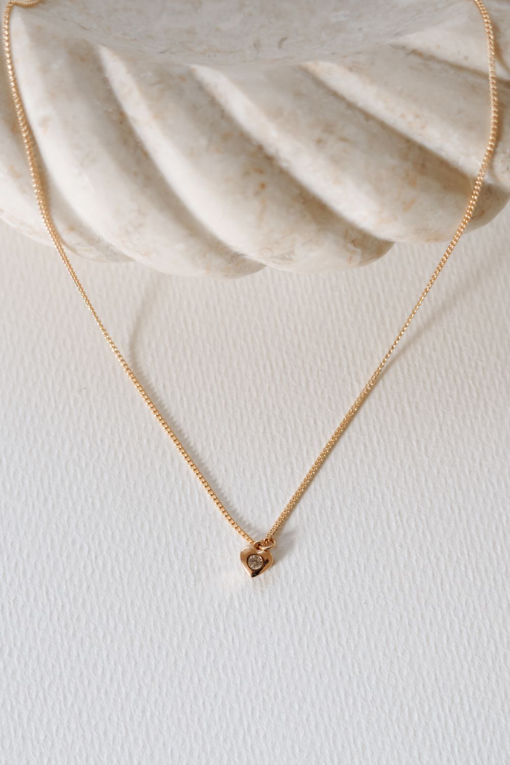 Dainty Stone Accented Heart Necklace
