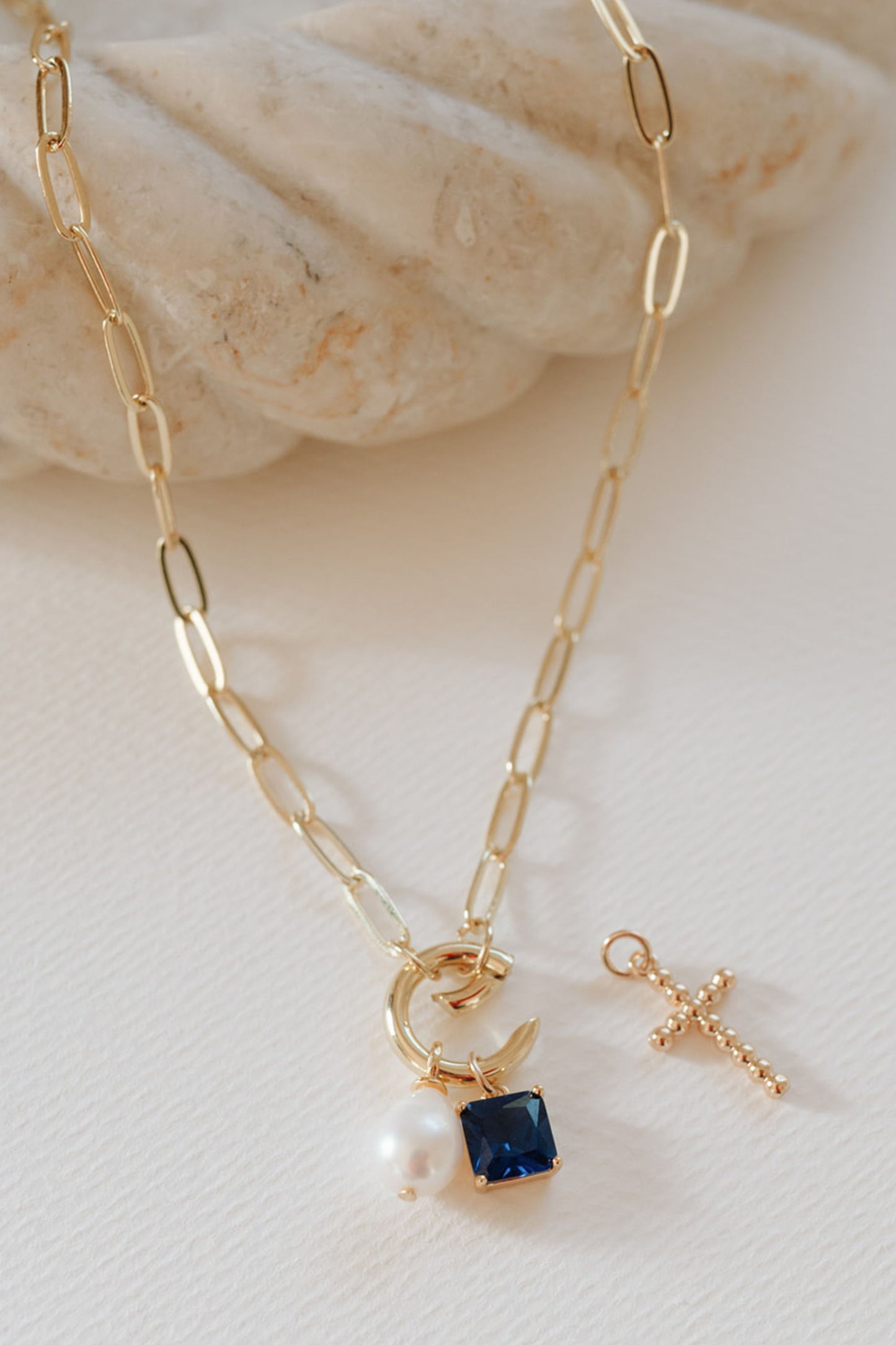 Gold-Filled Paperclip Chain Charm Necklace