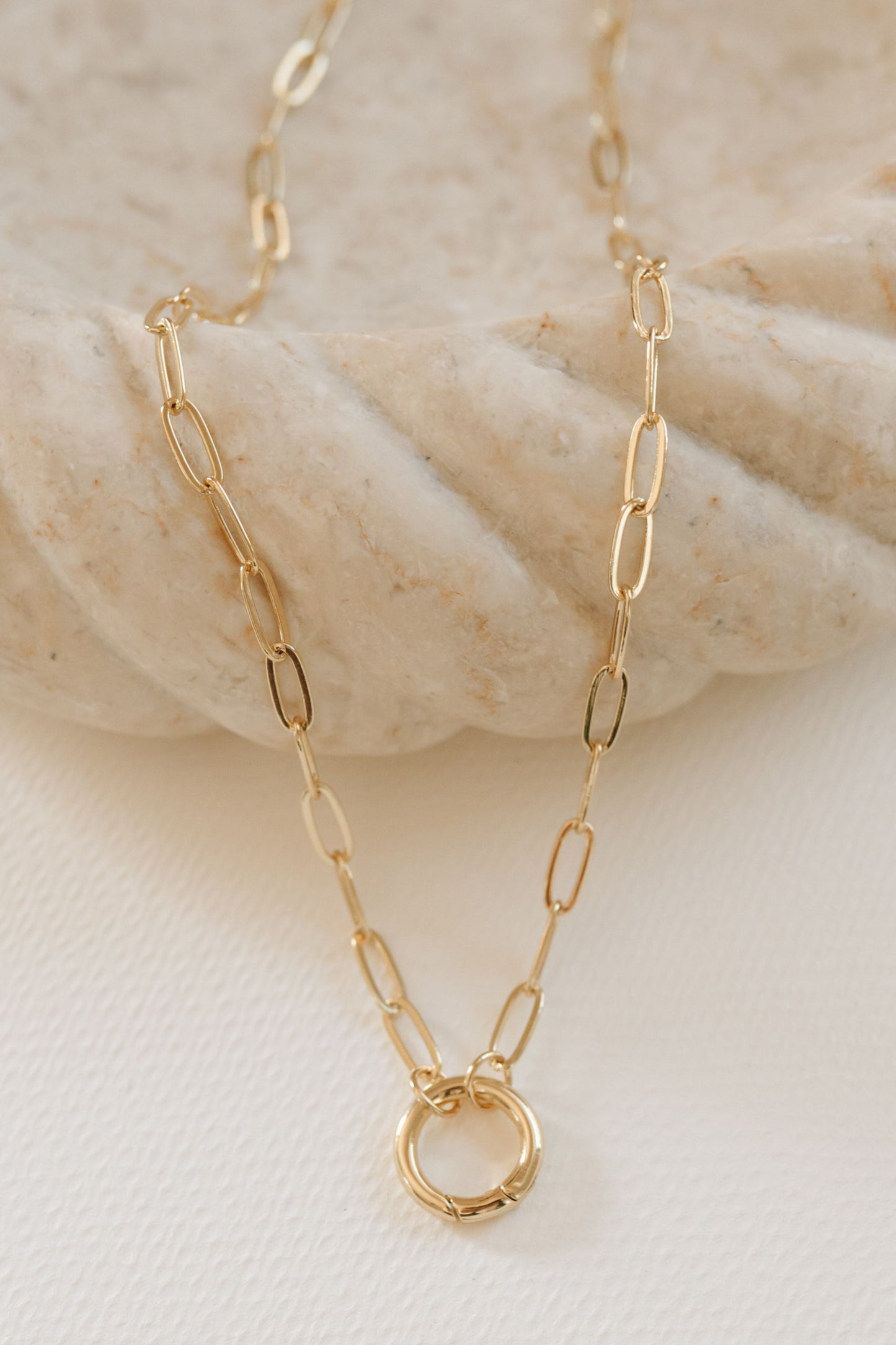 Gold-Filled Paperclip Chain Charm Necklace