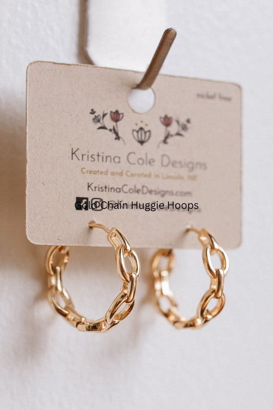 Gold Chain Huggie Hoops