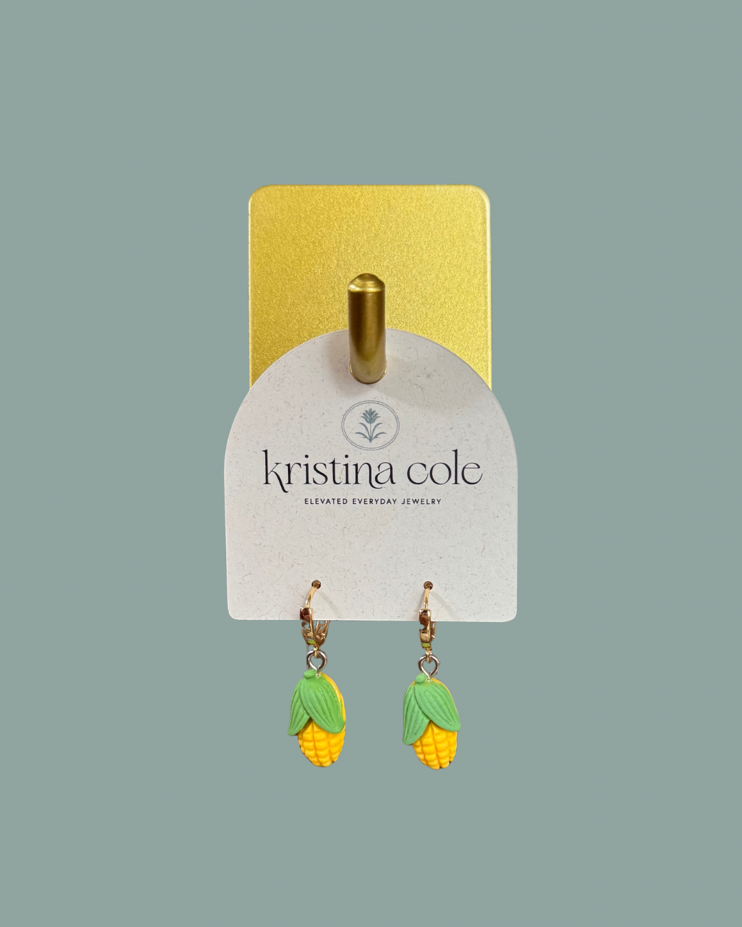 Gold Corn Charm Huggies