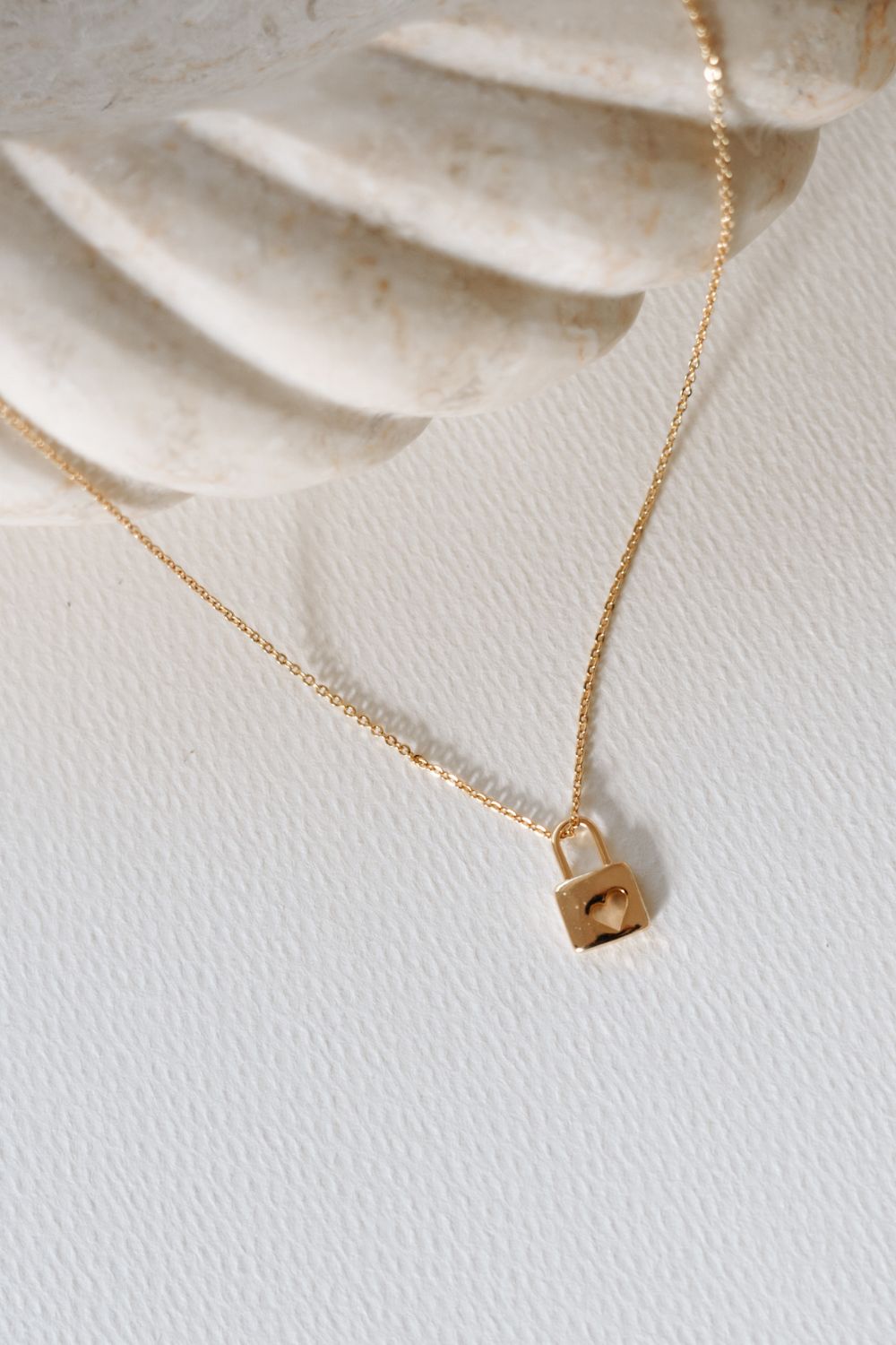 Gold Cutout Heart Lock Necklace