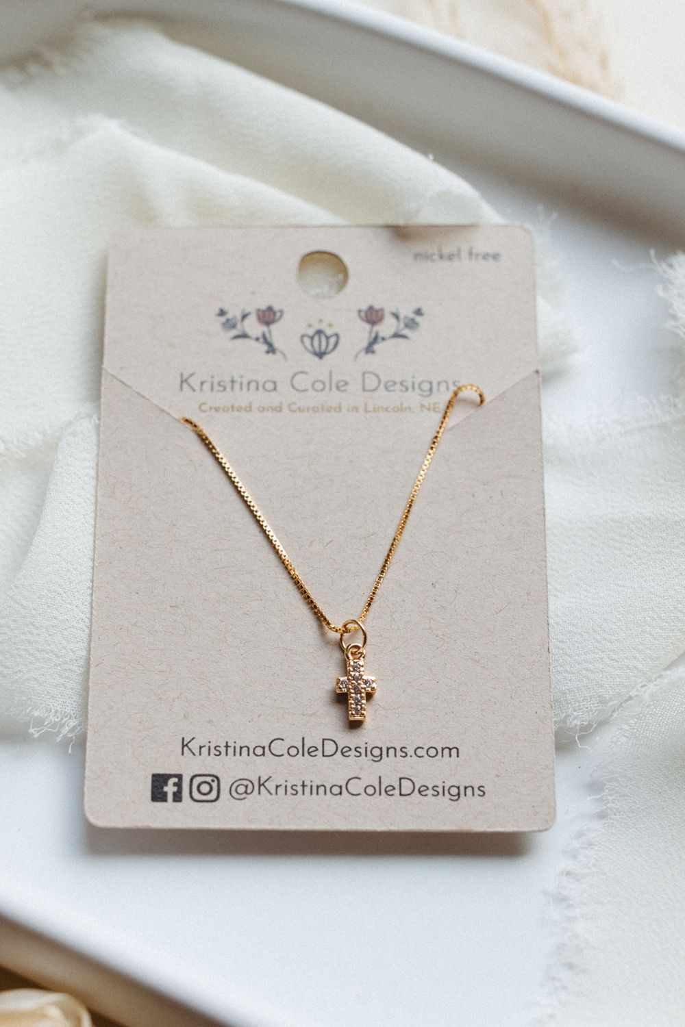 Gold/Diamond Cross Necklace