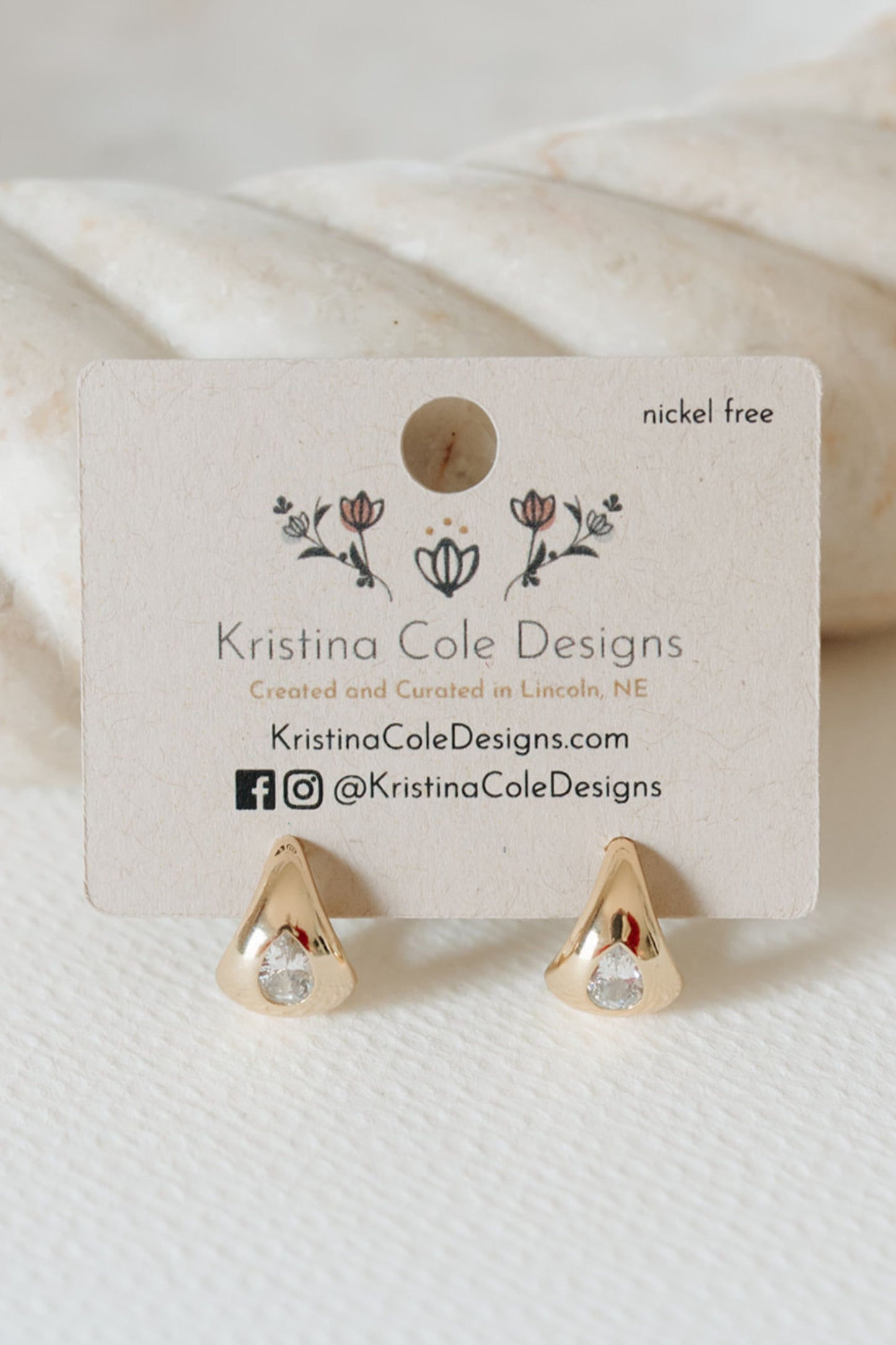 Gold Drip Stone Stud Earrings
