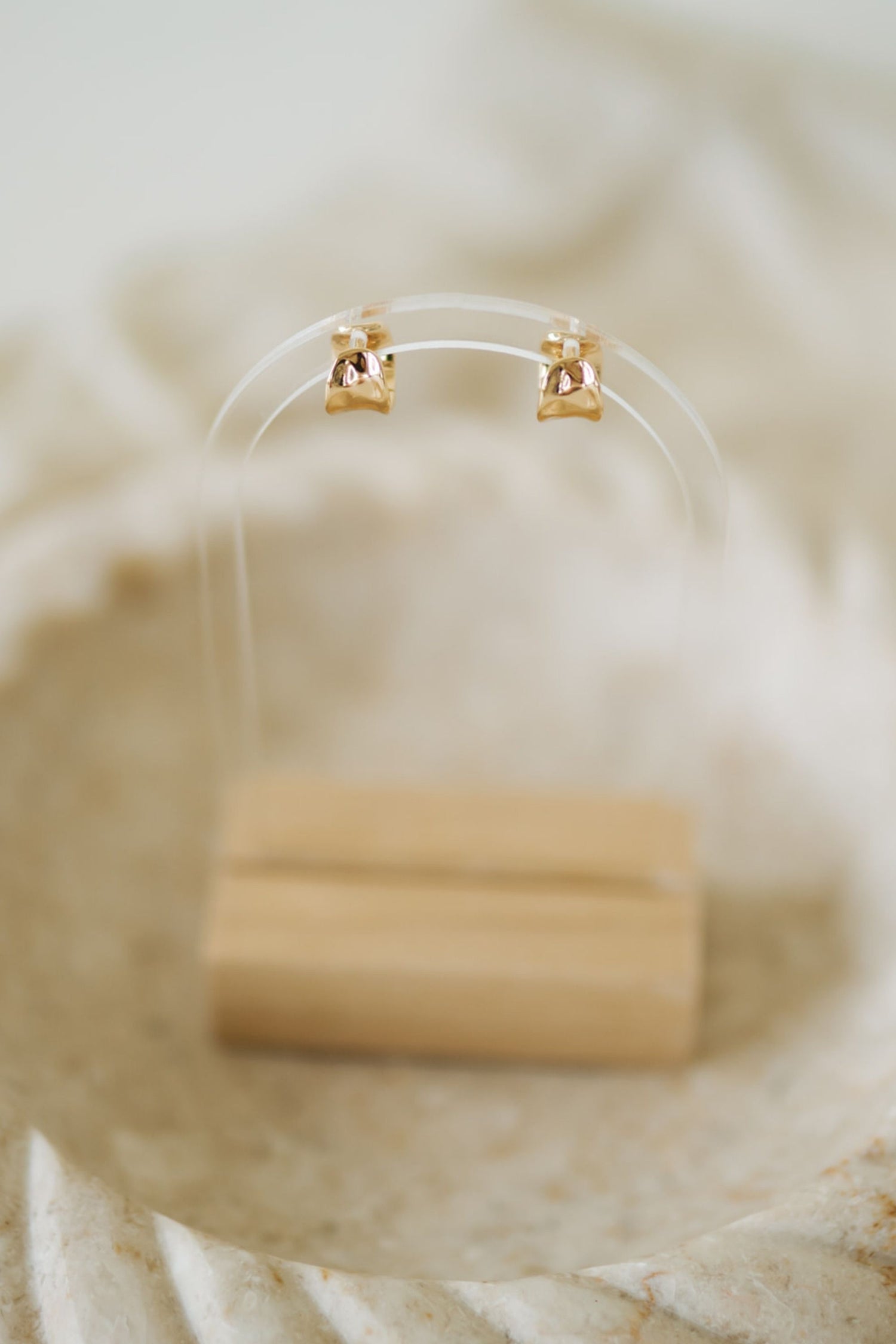 Gold Hammered Huggie Earrings