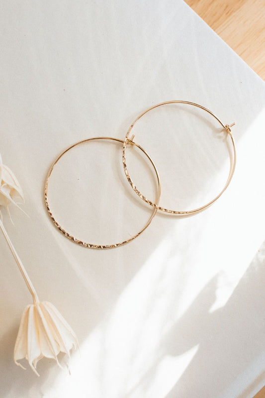 Gold Large Textured Hoops