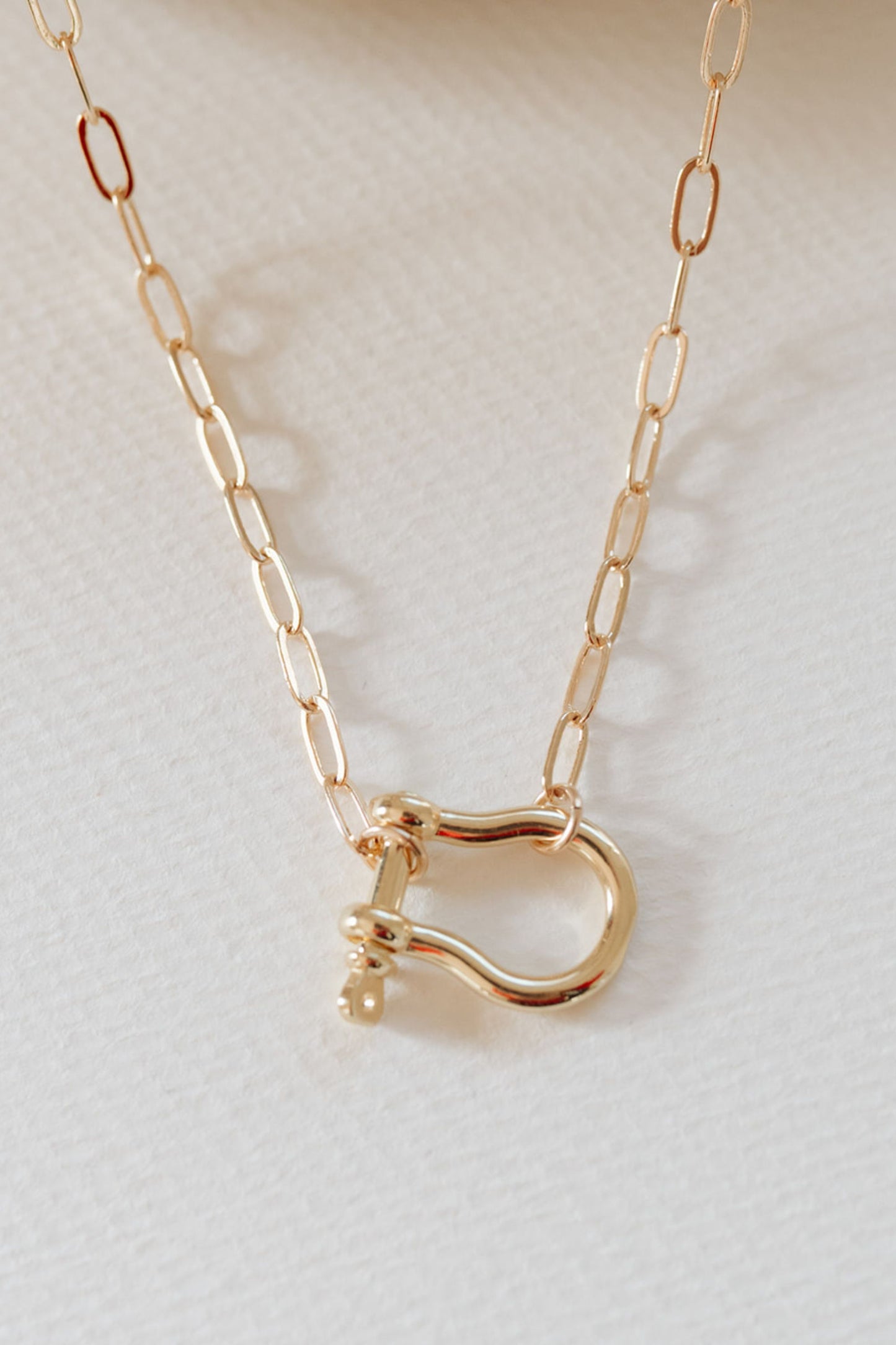 Gold Paperclip Necklace with Carabiner Clasp