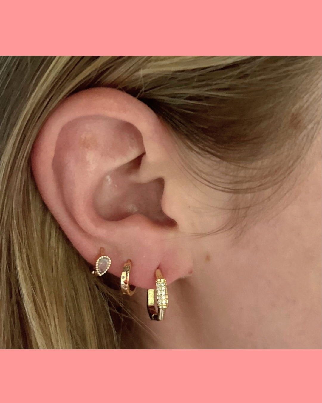 Gold Pave Hexagon Hoops