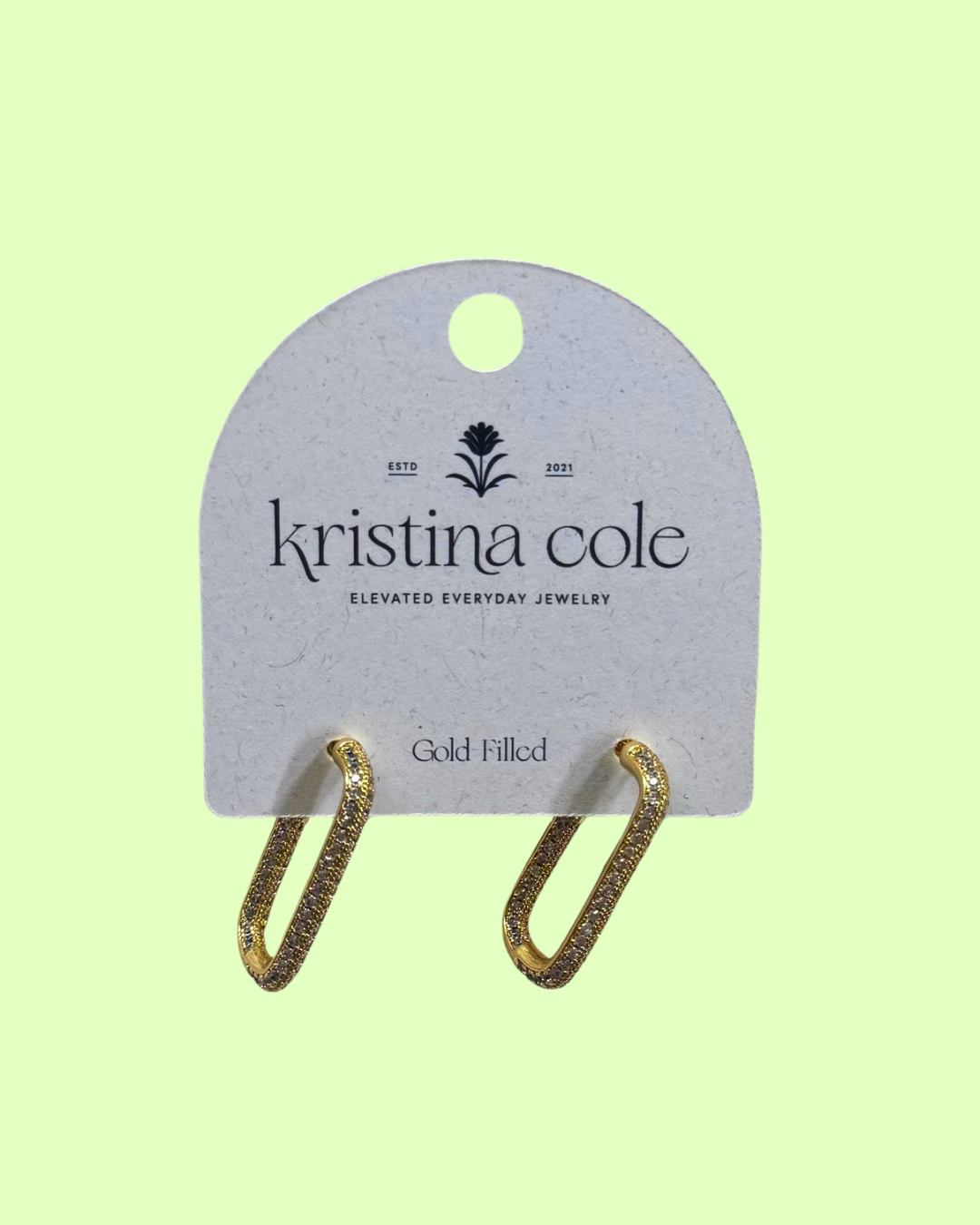 Gold Pave Oval Hoops