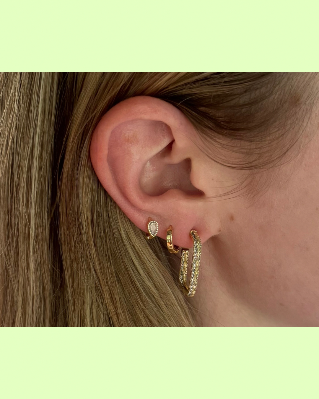 Gold Pave Oval Hoops