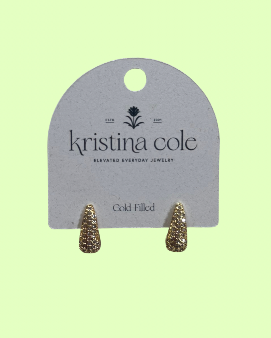 Gold Pave Tear Drop Studs