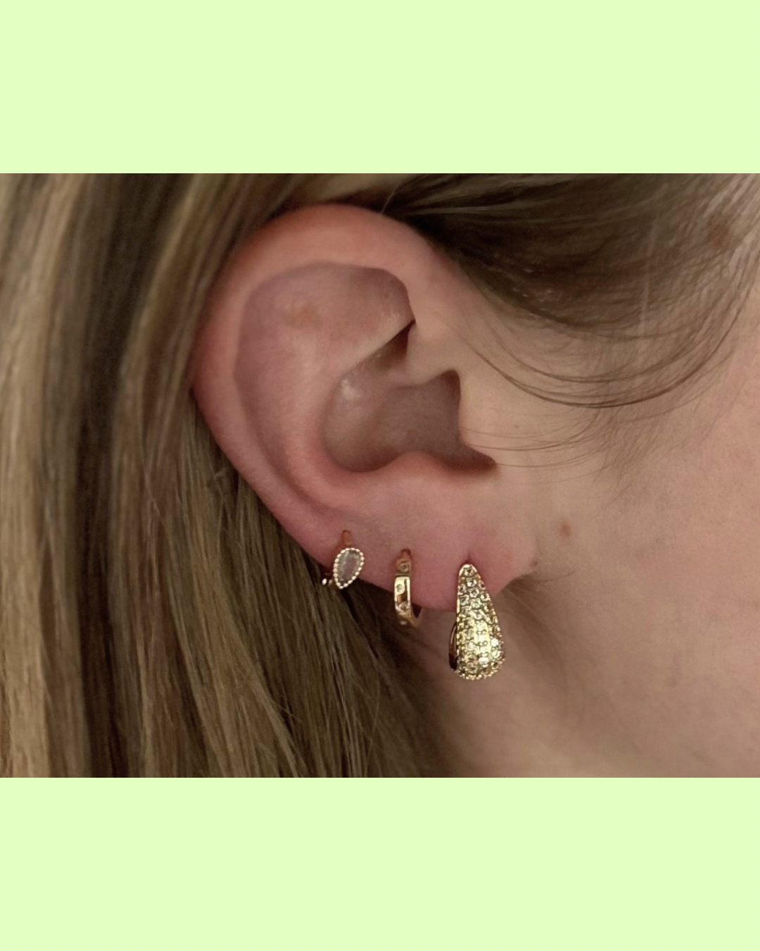 Gold Pave Tear Drop Studs