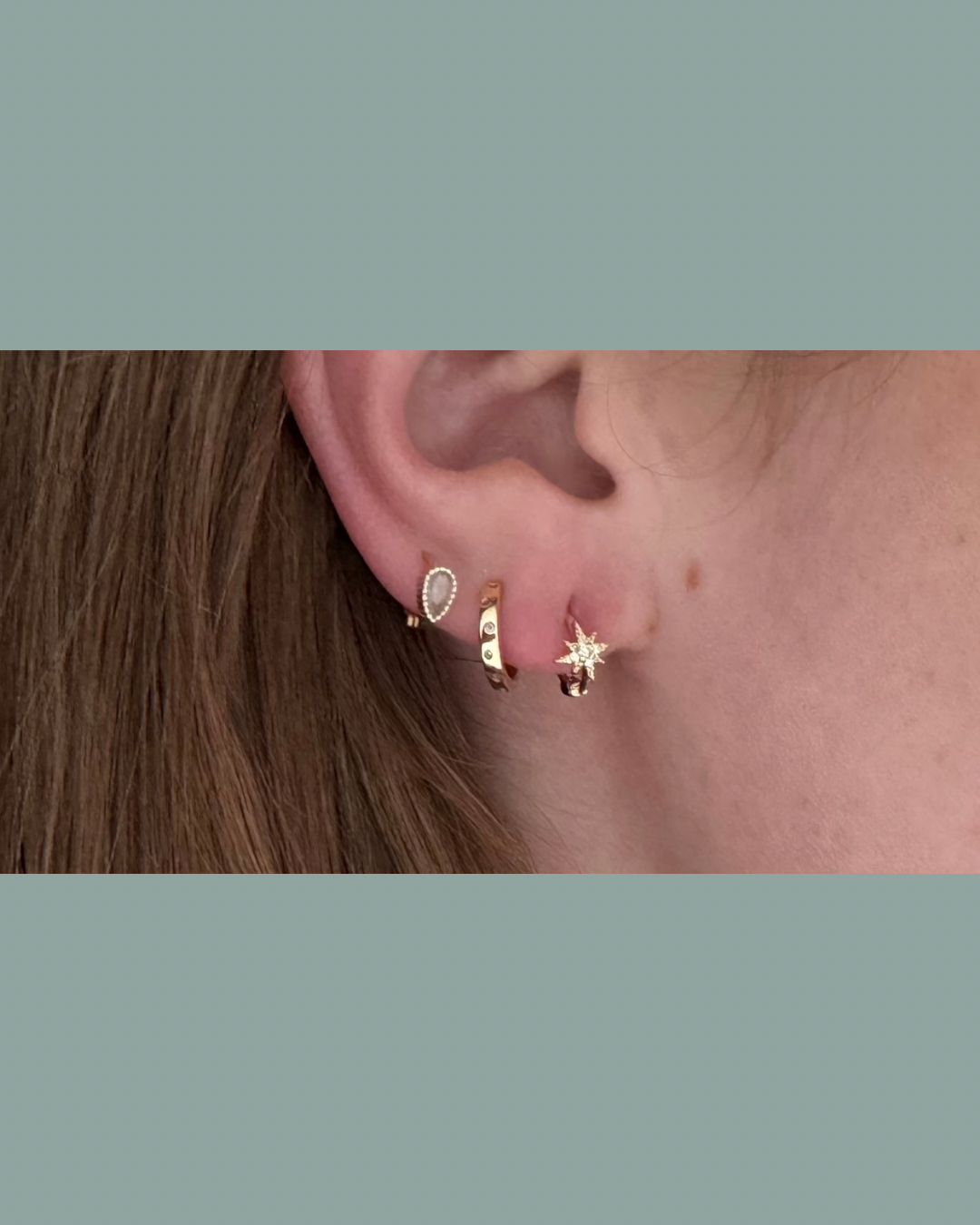Gold Starburst Huggie Hoop Earrings