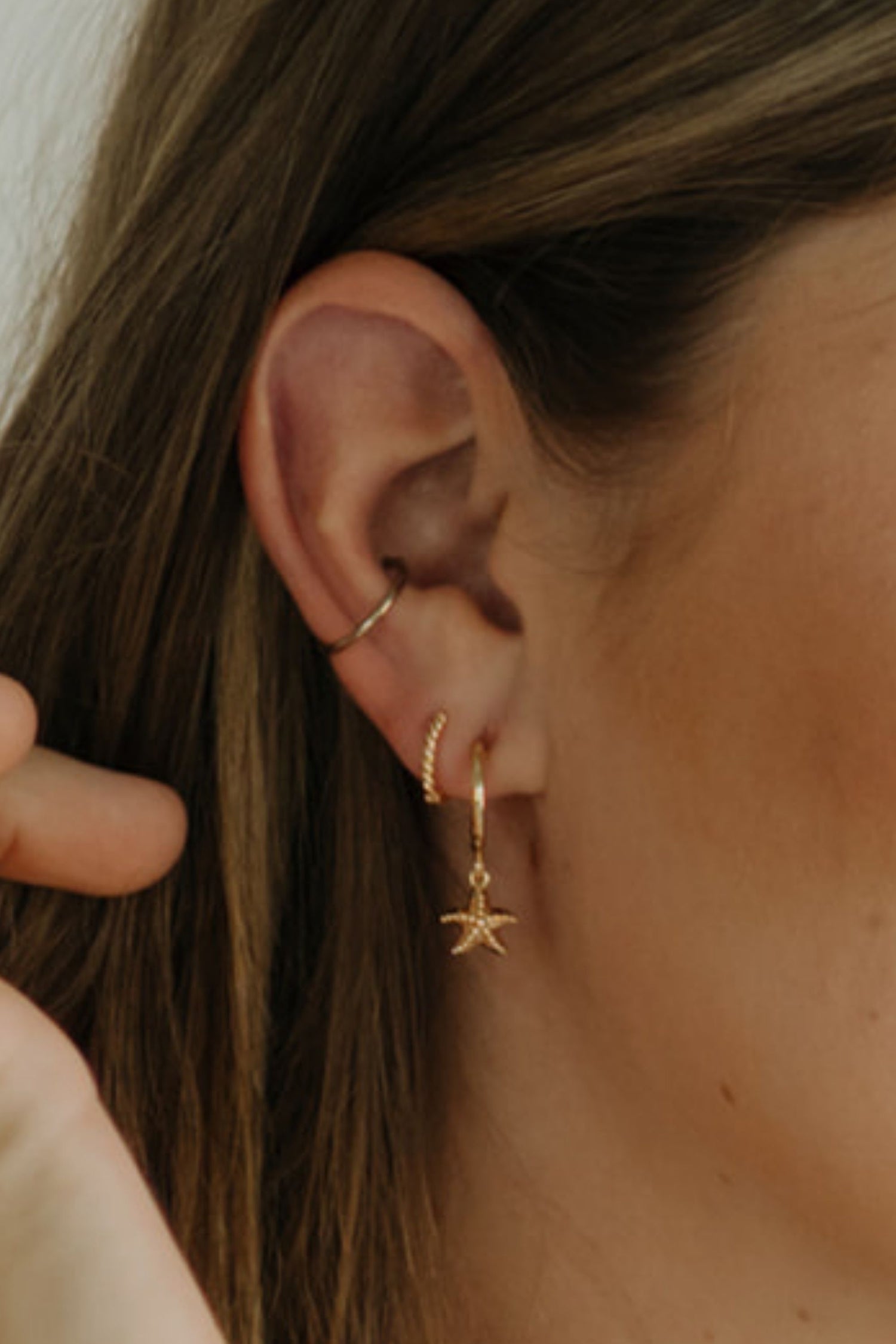 Gold Twisted Huggie Earrings