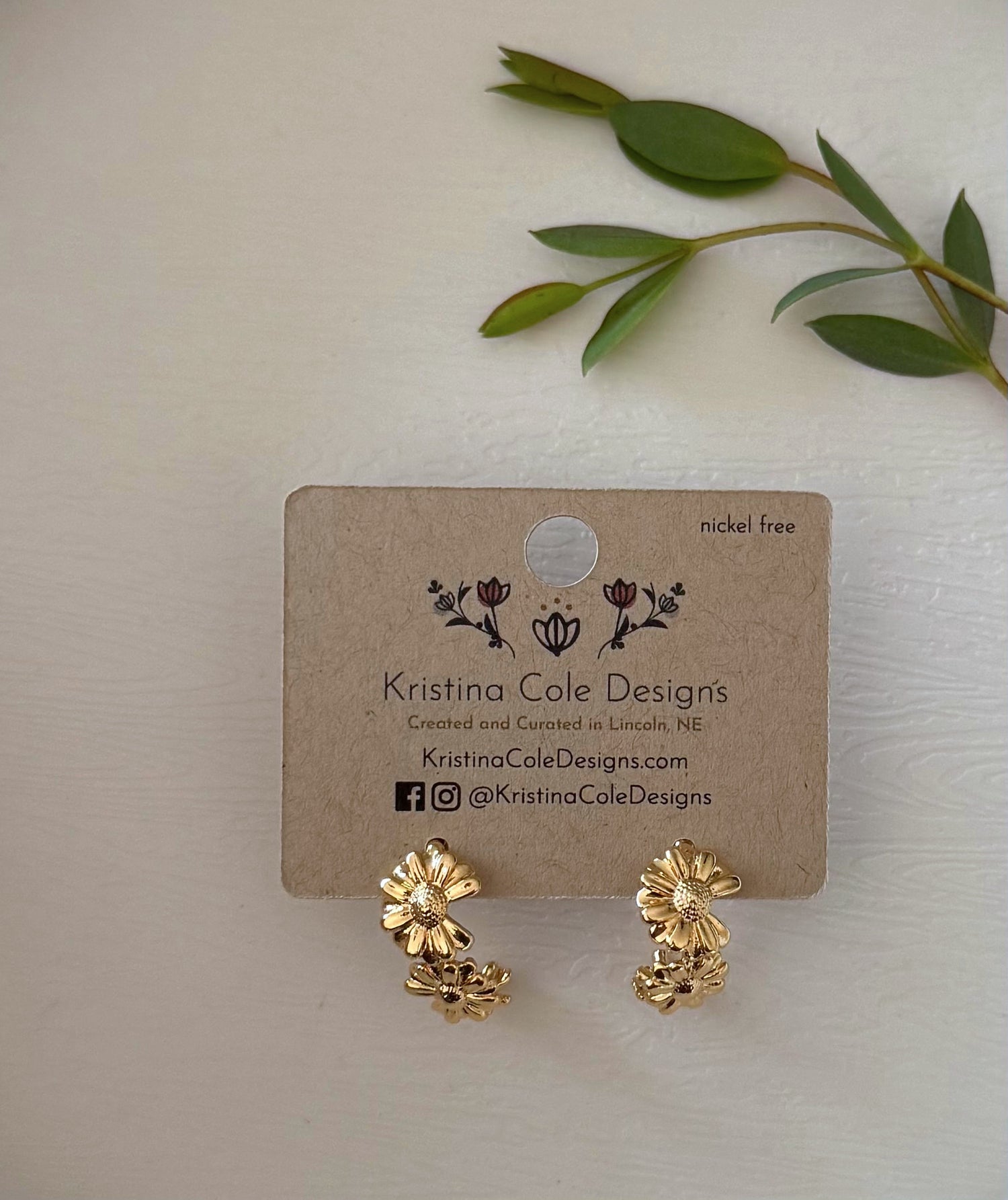 Gold Daisy Hoops