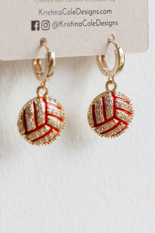 Gold/Diamond Nebraska Volleyball Dangles