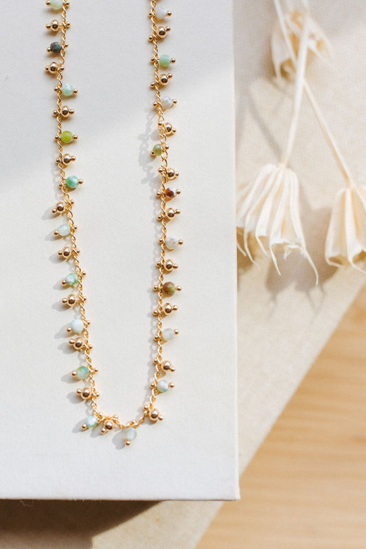 Gold/Green Beaded Necklace