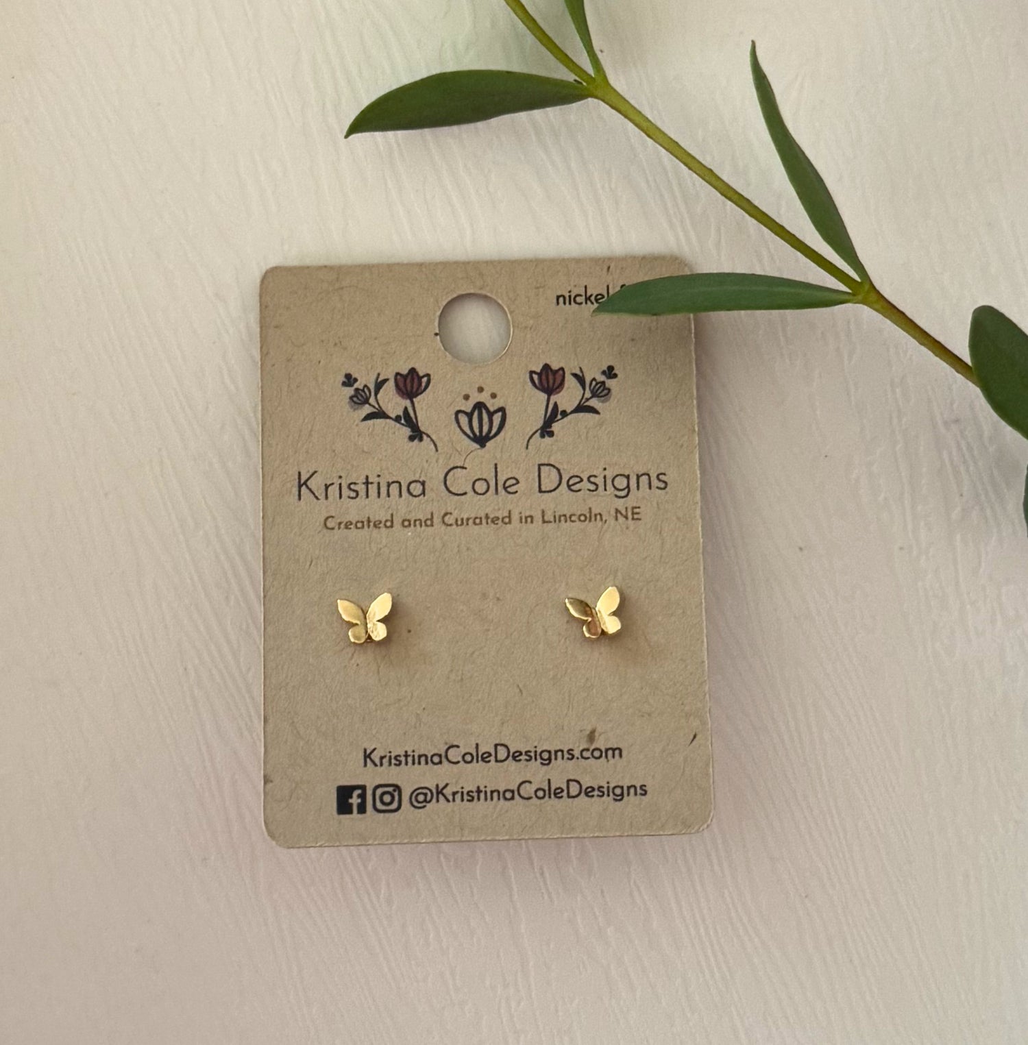 Gold Butterfly Studs