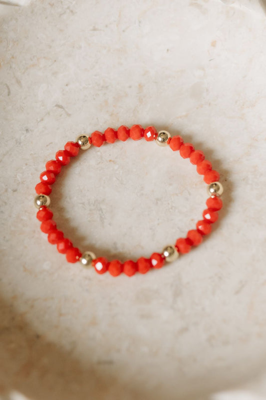 Huskers Beaded Bracelet - Red and Gold