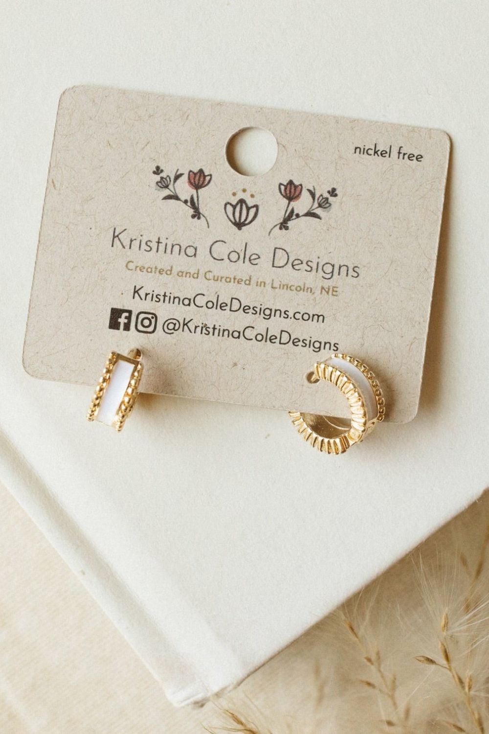 Gold/White Texture Hoops