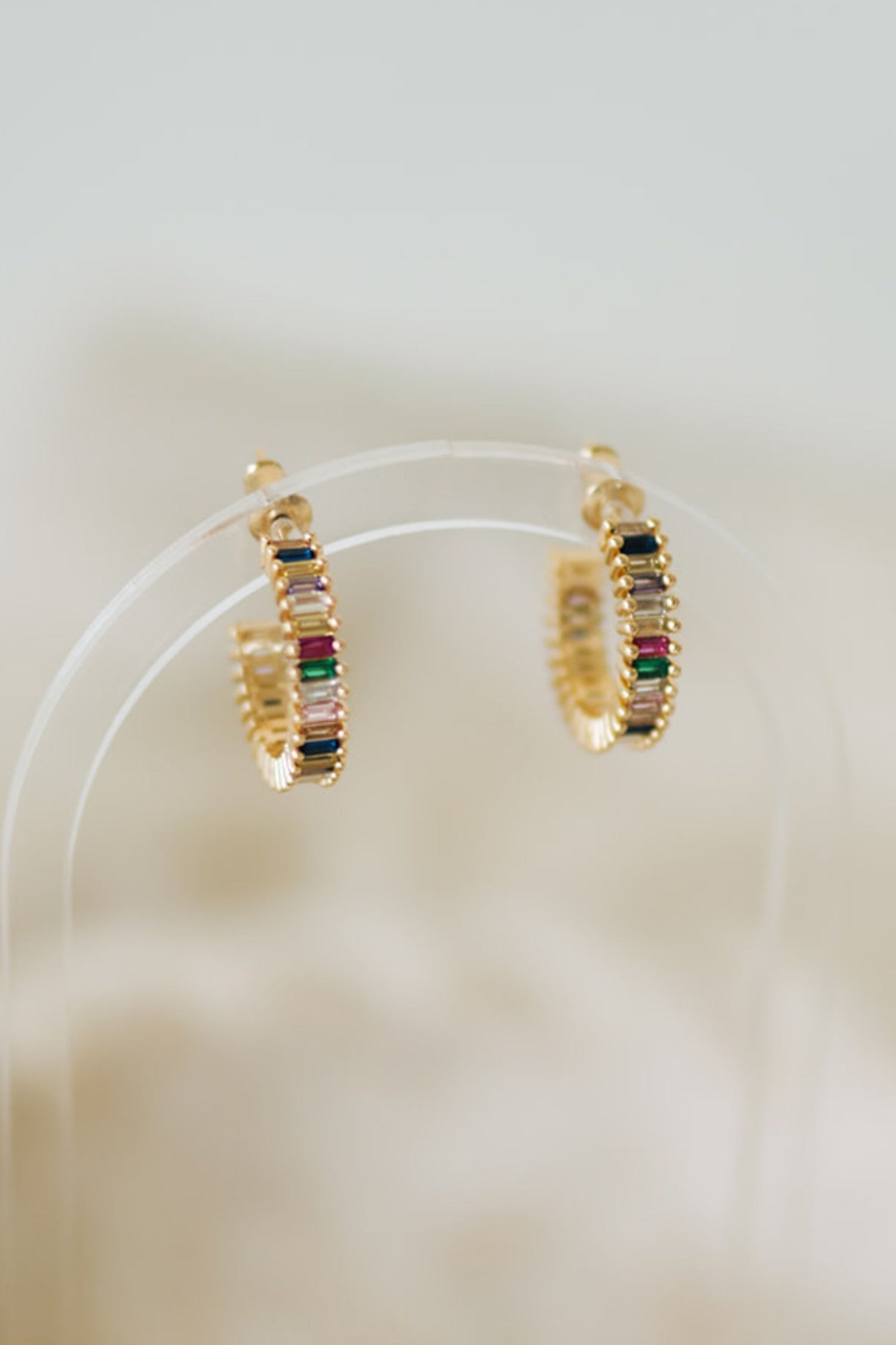Mosaic Gemstone Hoop Earrings