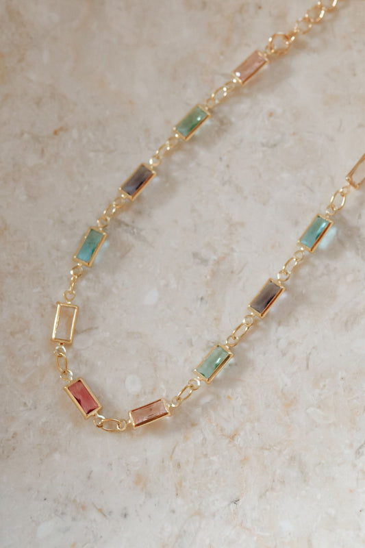 Multicolor Shattered Glass Stone Gold Bracelet