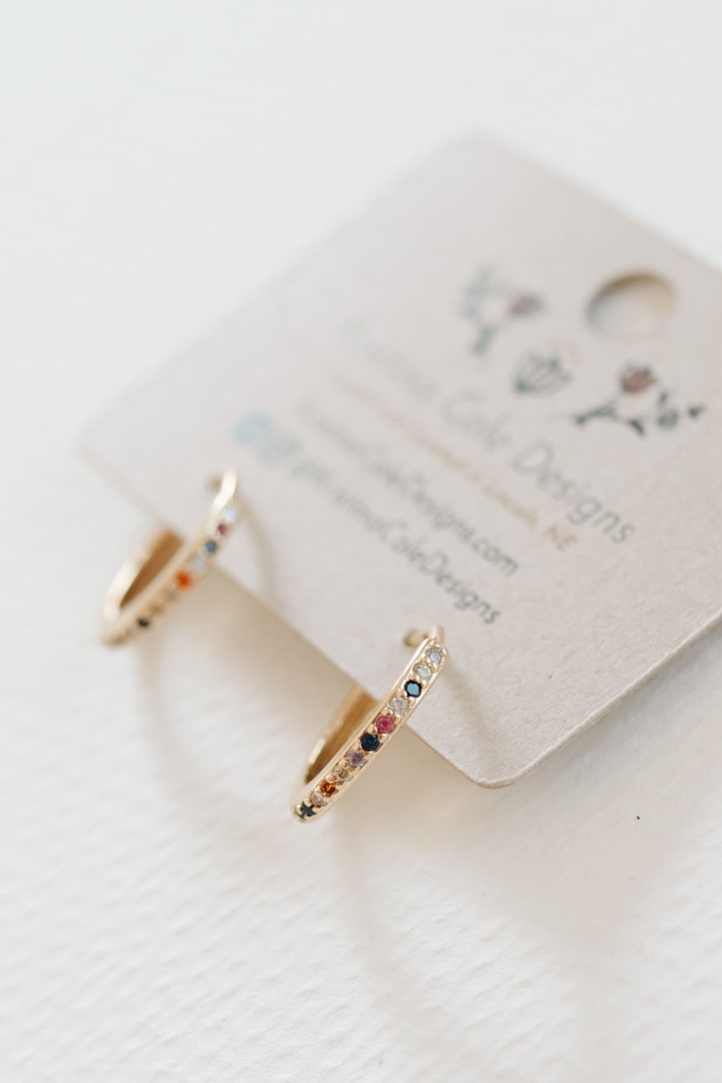 Multicolor Stone Gold-Filled Hoop Earrings