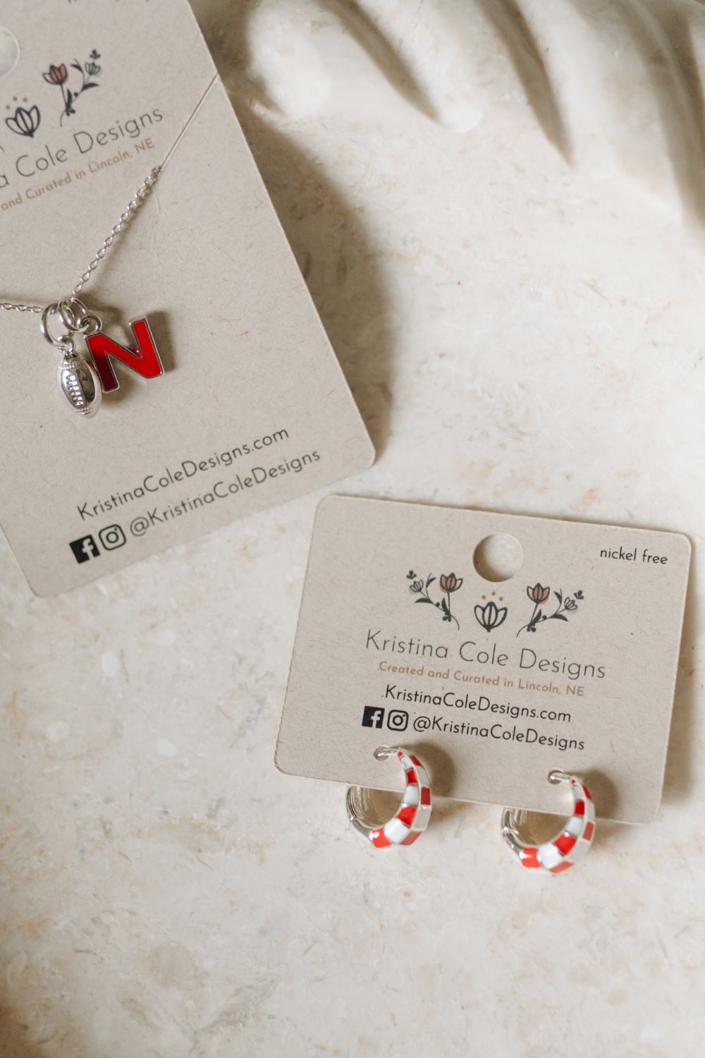 Nebraska Huskers Football Initial Necklace - Silver