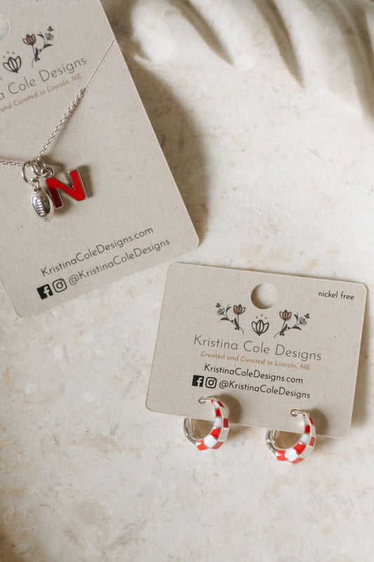 Nebraska Huskers Football Initial Necklace - Silver