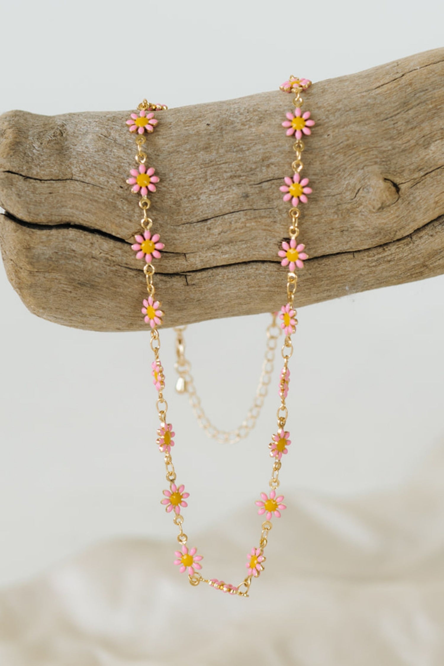 Pink Daisy Chain Necklace