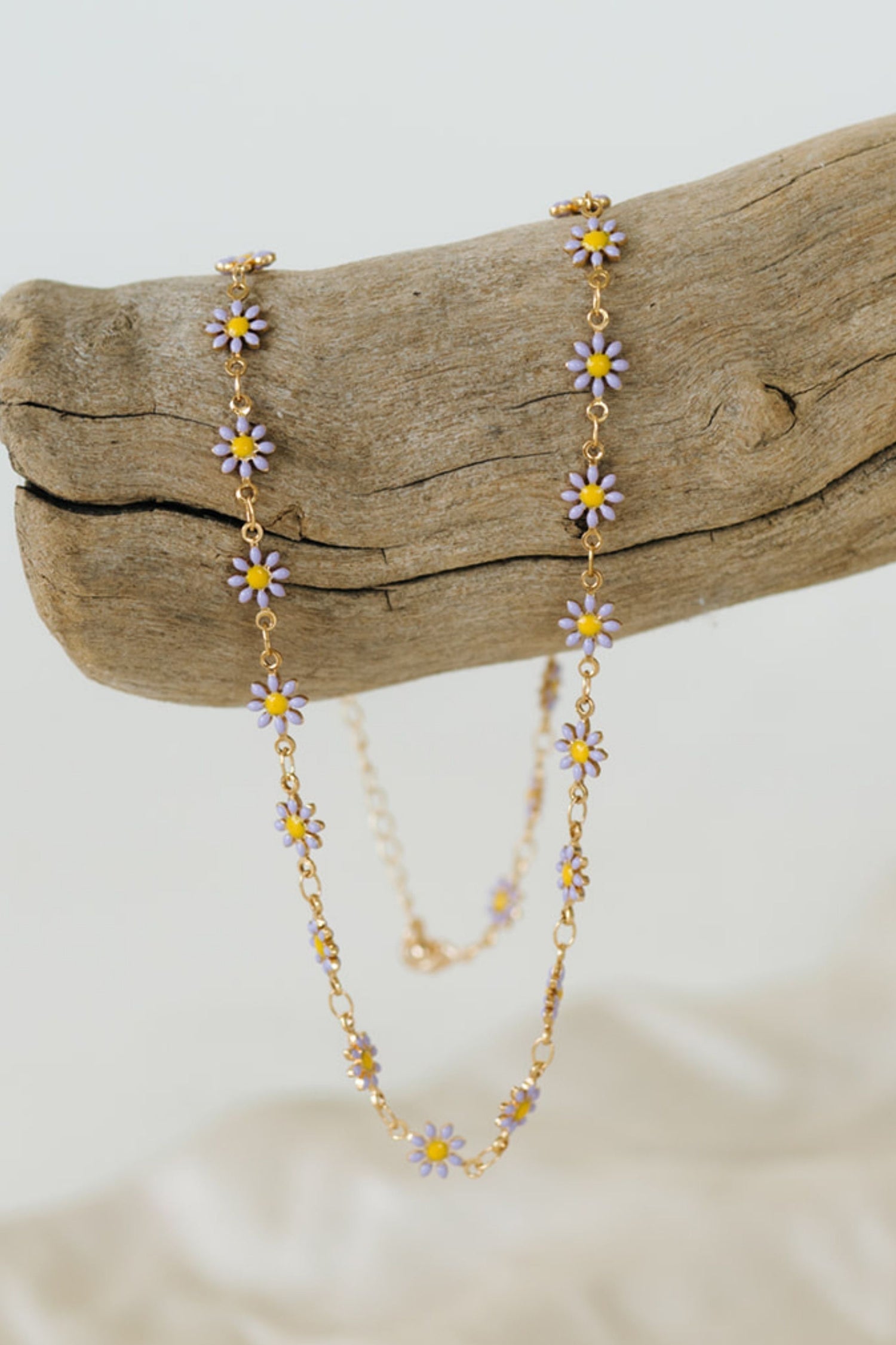 Purple Daisy Chain Necklace