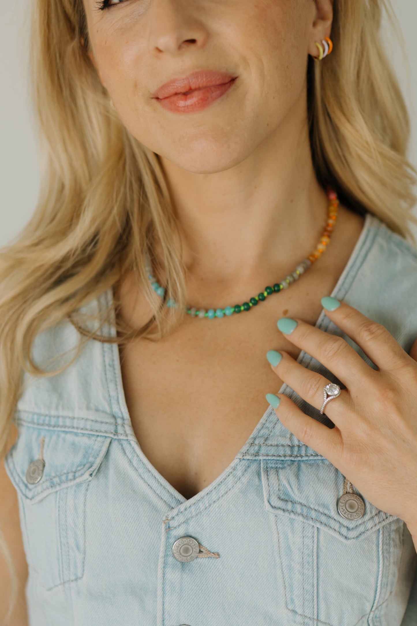 Rainbow Beaded Knot Necklace