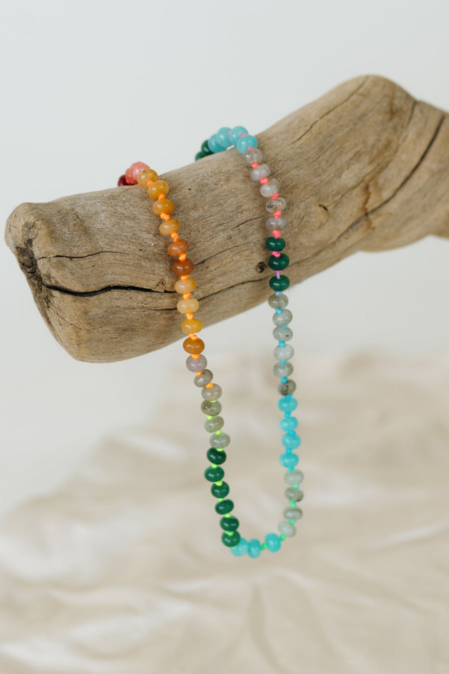 Rainbow Beaded Knot Necklace