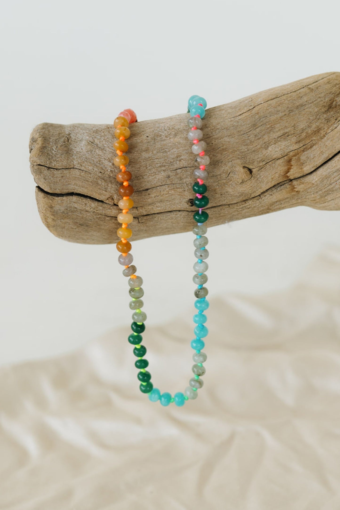 Rainbow Beaded Knot Necklace