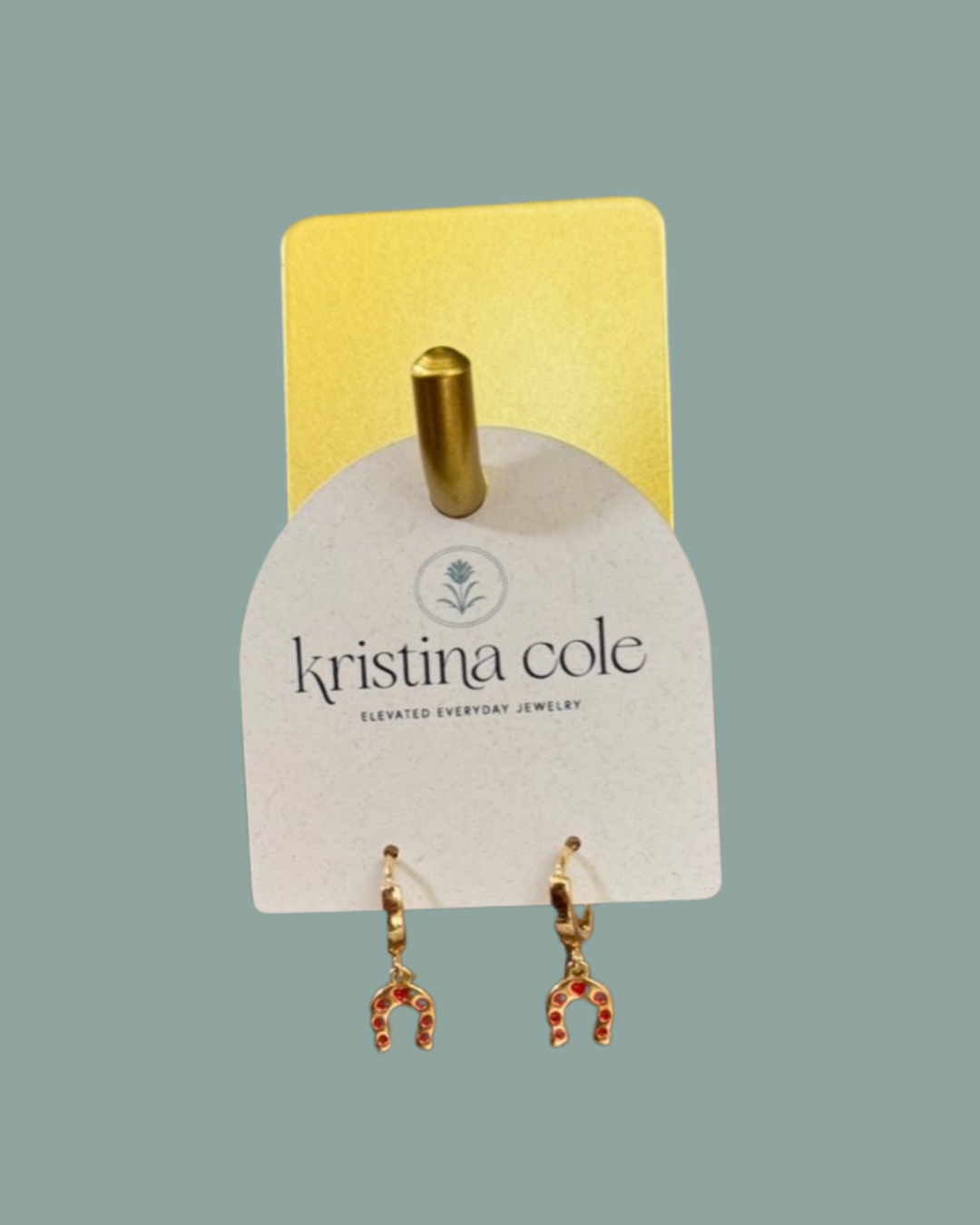 Gold and Red Horseshoe Dangles