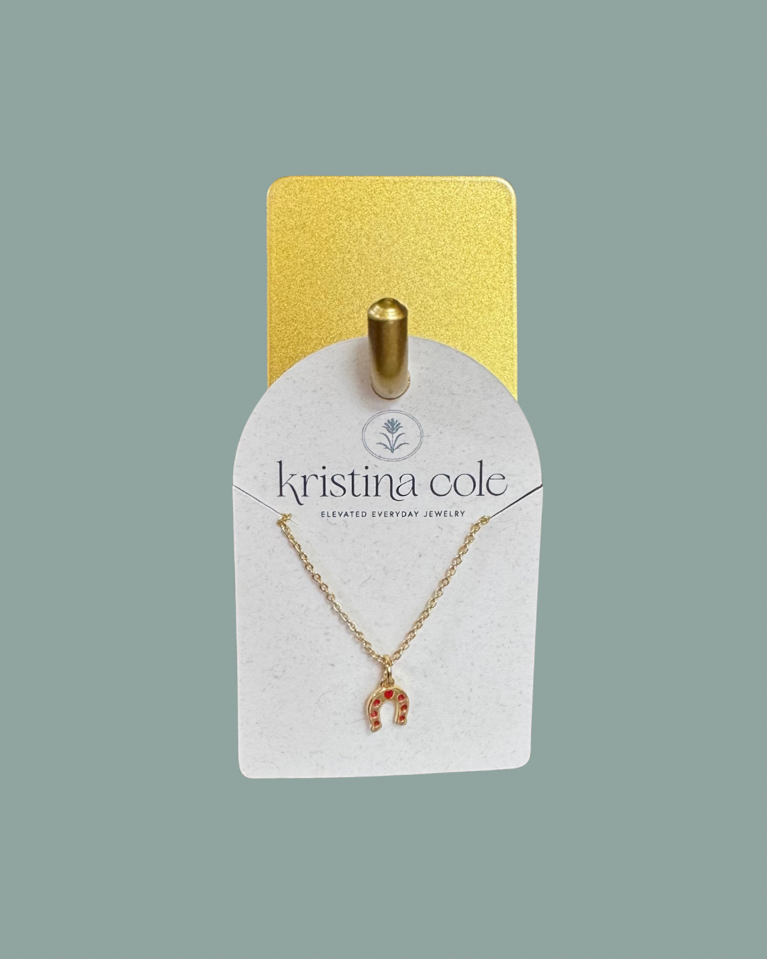 Red and Gold Horseshoe Necklace