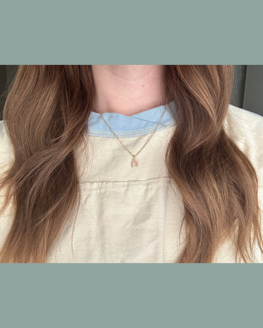 Red and Gold Horseshoe Necklace