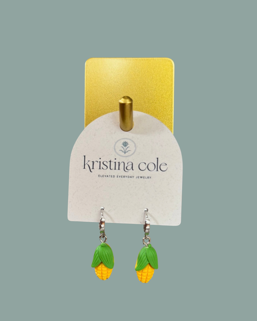 Silver Corn Charm Huggies