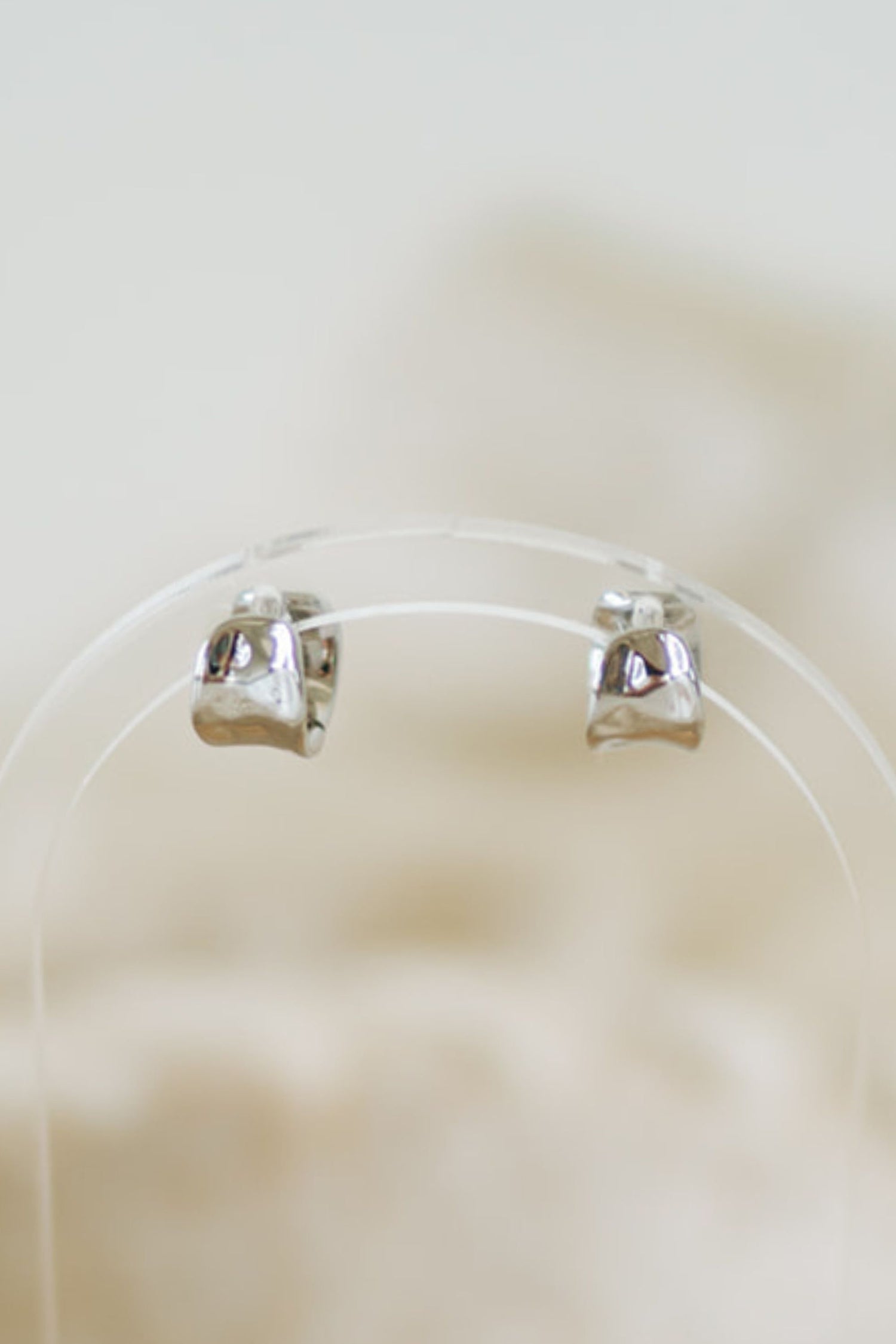Silver Hammered Huggie Earrings
