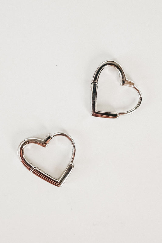 Silver Heart Huggie Earrings