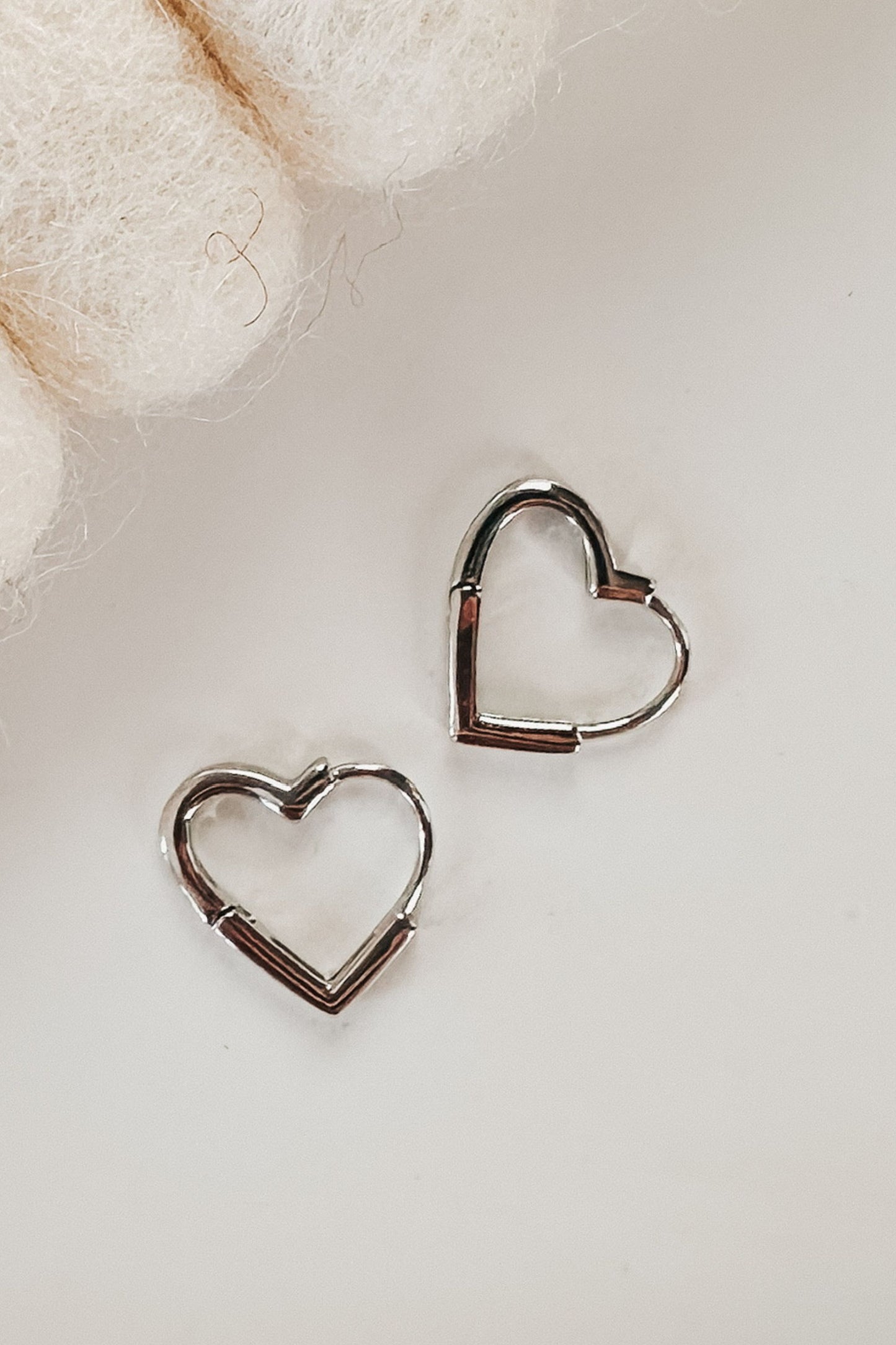 Silver Heart Huggie Earrings