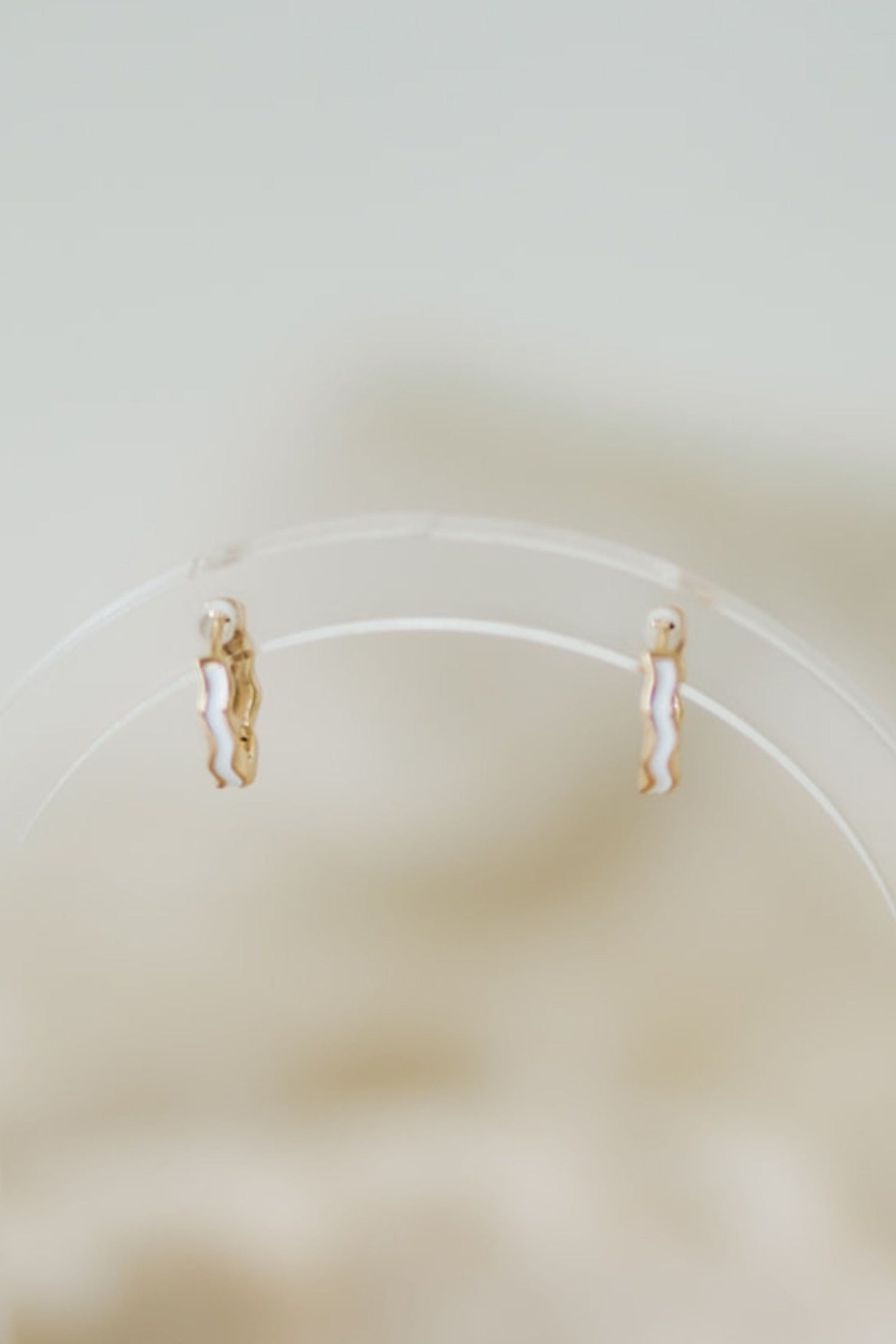 White Enamel Squiggle Huggie Earrings