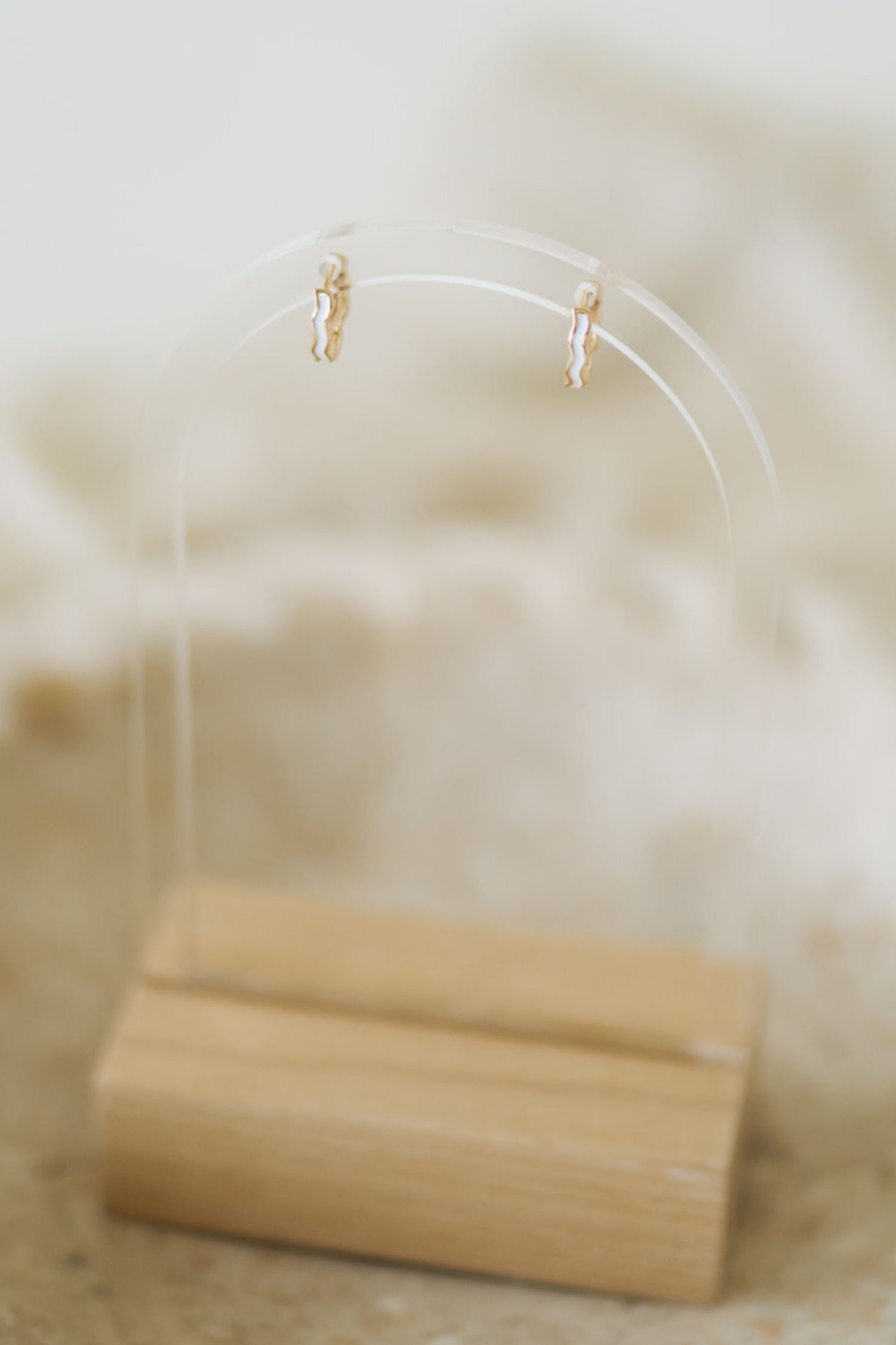 White Enamel Squiggle Huggie Earrings