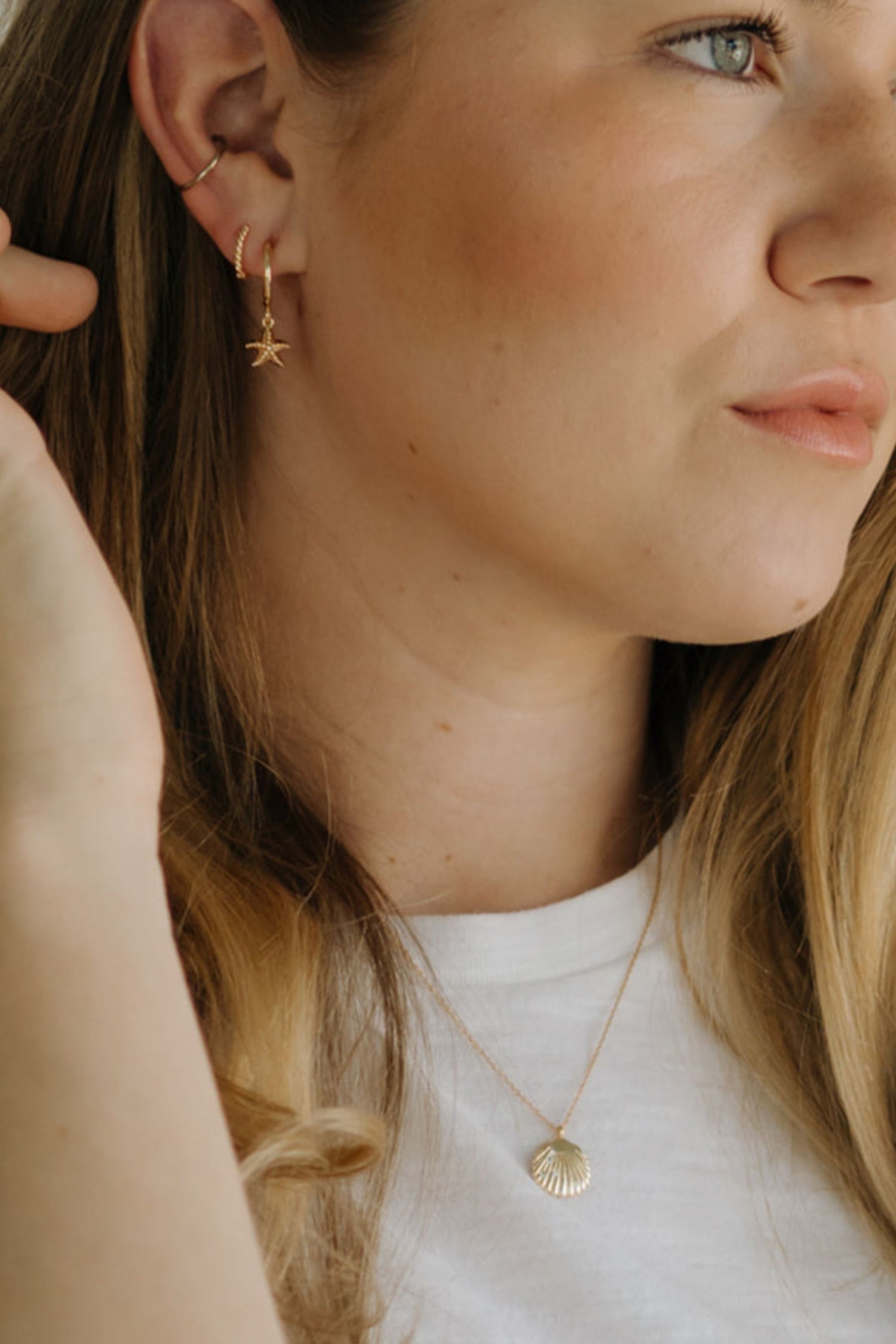 Gold Starfish Huggie Earrings