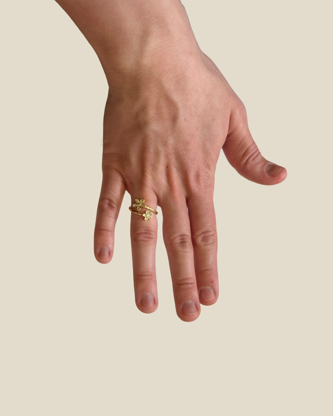 Gold Double Daisy Ring